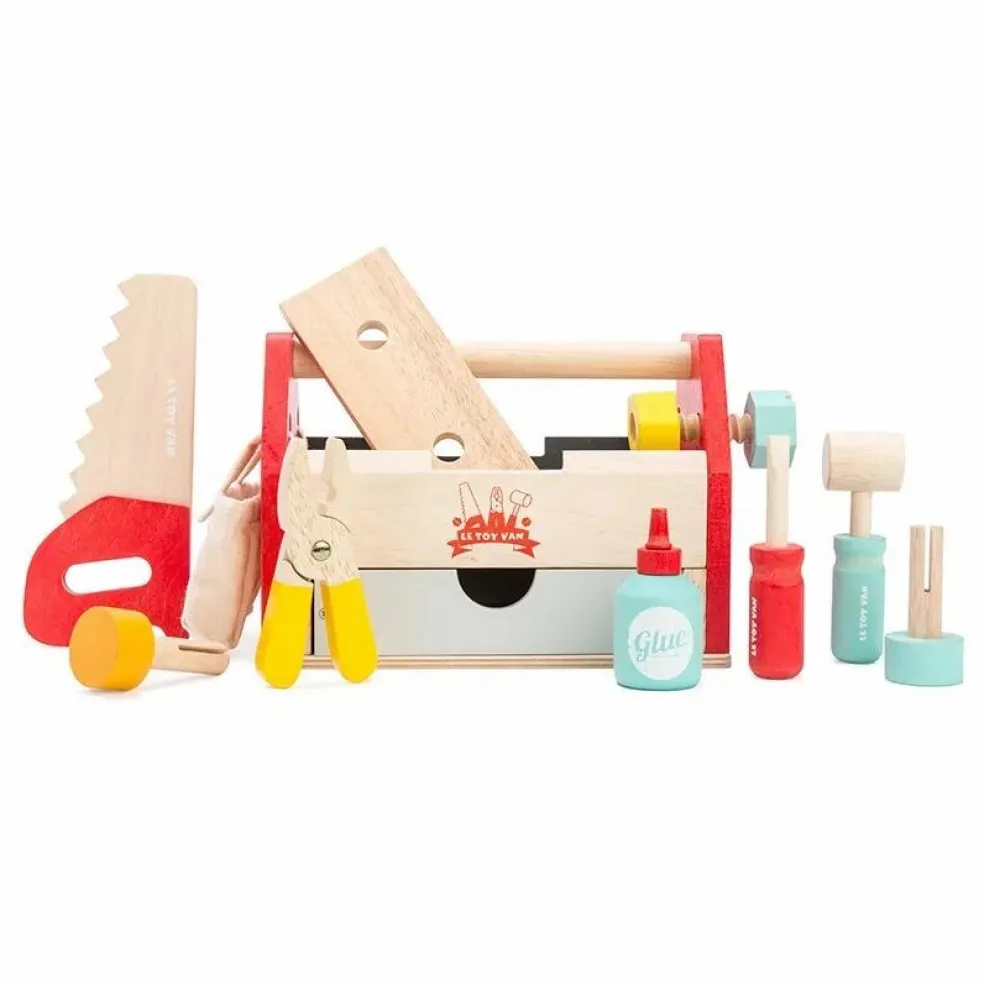Boîte à outils en bois et ses 11 accessoires