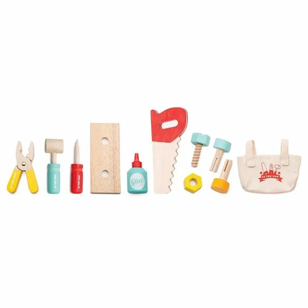 Boîte à outils en bois et ses 11 accessoires