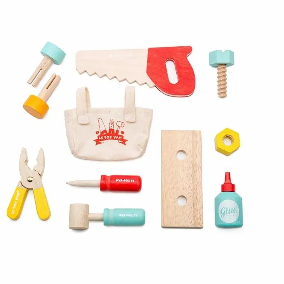 Boîte à outils en bois et ses 11 accessoires