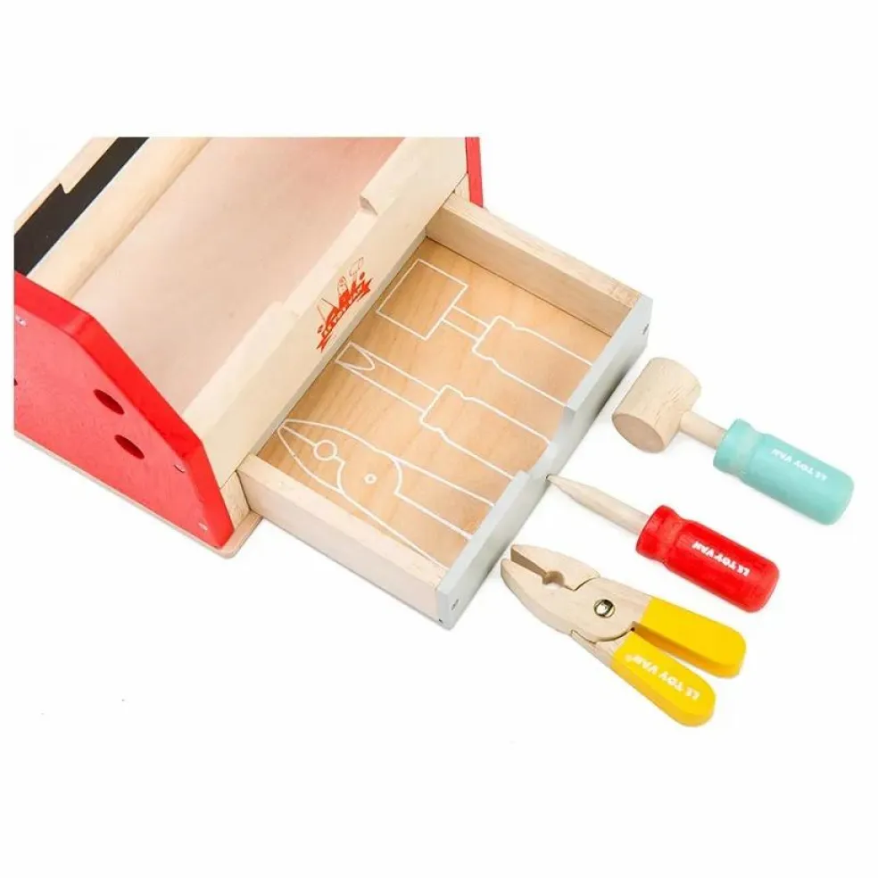 Boîte à outils en bois et ses 11 accessoires