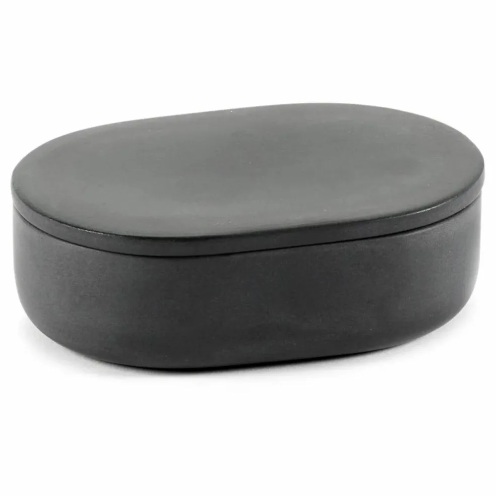 Boîte ovale avec couvercle | Gris foncé