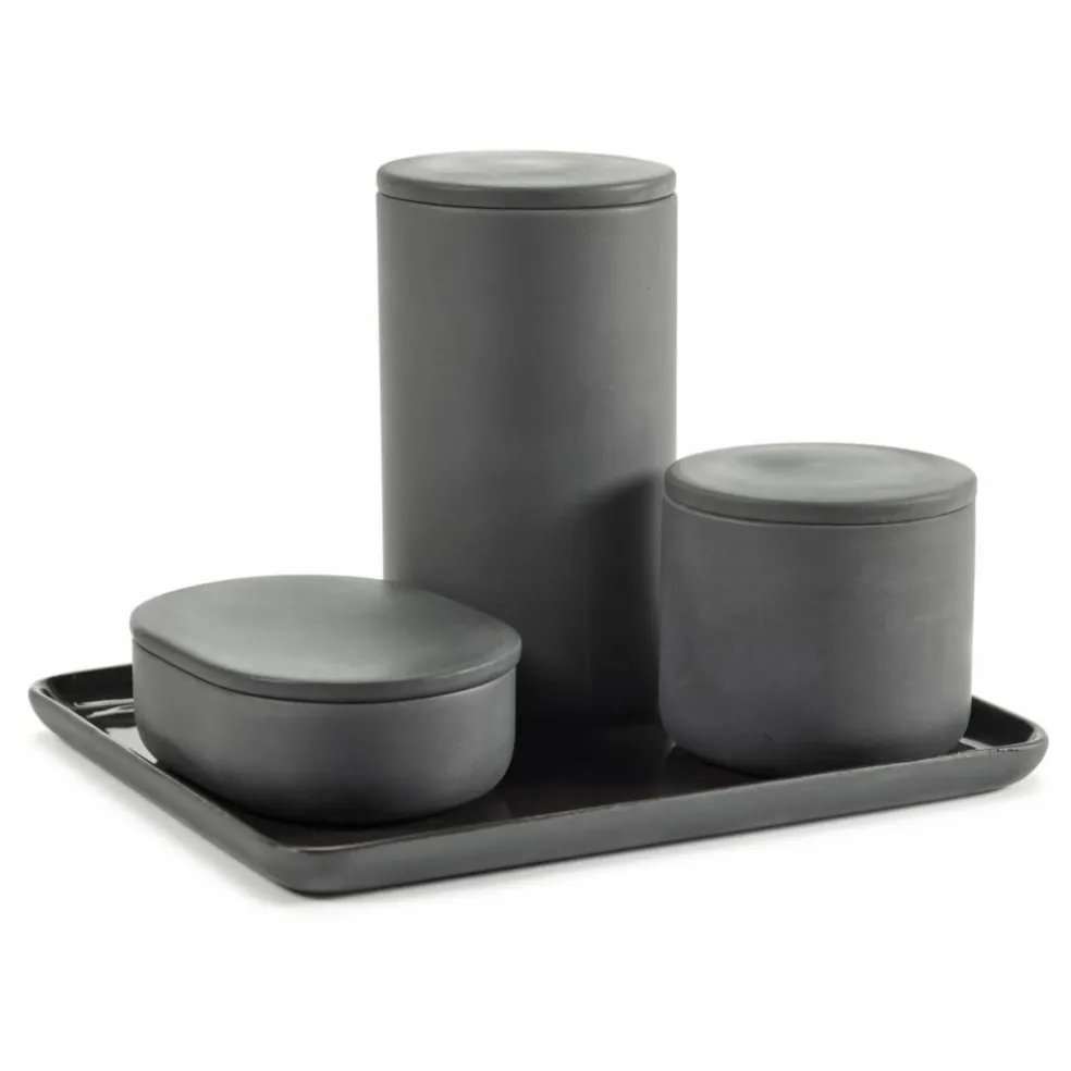 Boîte ovale avec couvercle | Gris foncé