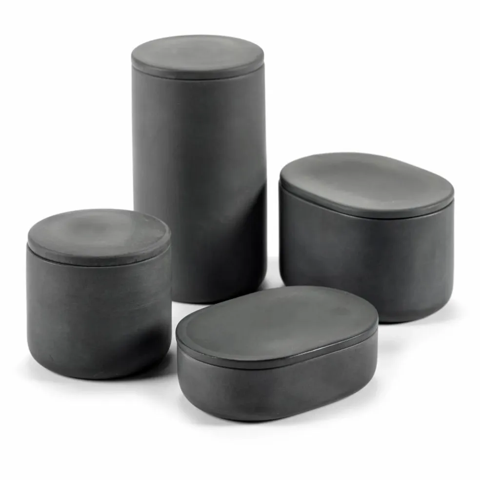 Boîte ovale avec couvercle | Gris foncé