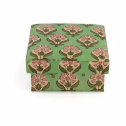 Boîtes carrées Emma en bois et coton - set de 2 | Vert