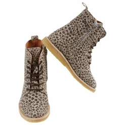Bottines à Lacets Léopard Cuir | Brun