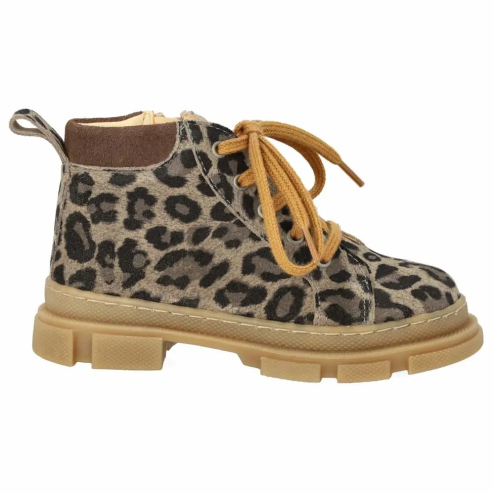 Bottines Zip Lacets Léopard | Taupe