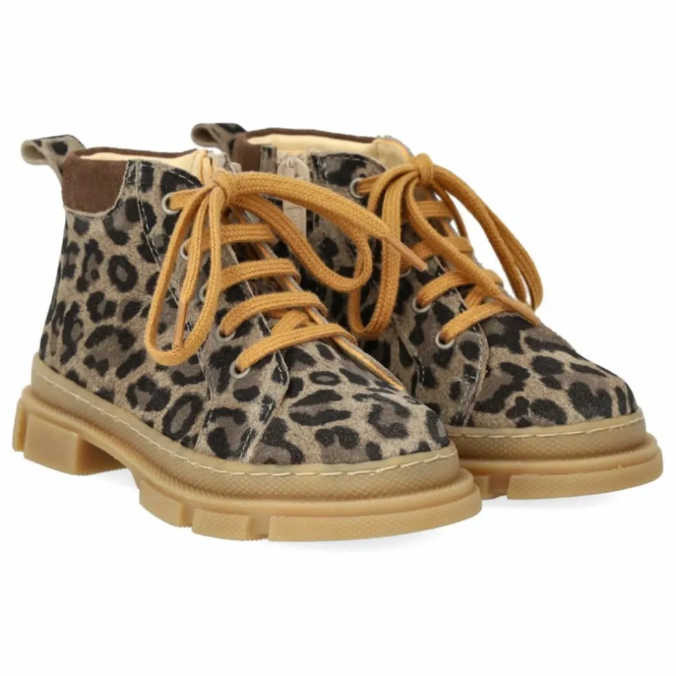 Bottines Zip Lacets Léopard | Taupe