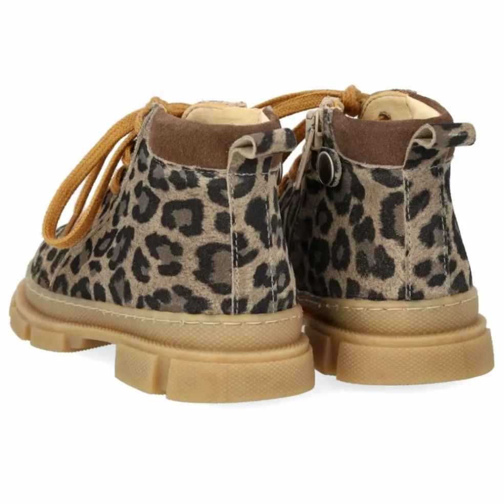 Bottines Zip Lacets Léopard | Taupe