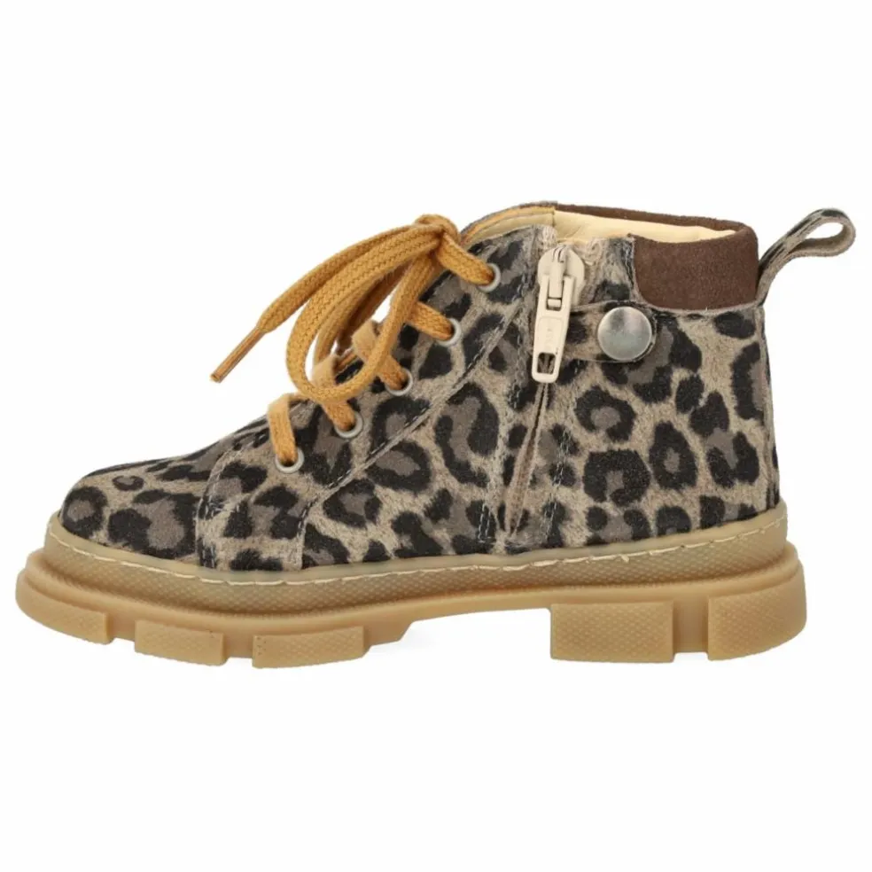 Bottines Zip Lacets Léopard | Taupe