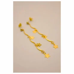 Boucles d'Oreilles Asymétriques Etoiles | Doré