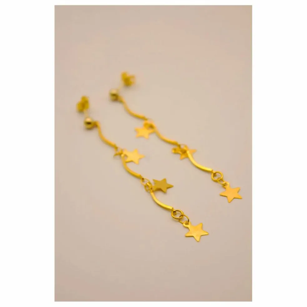 Boucles d'Oreilles Asymétriques Etoiles | Doré