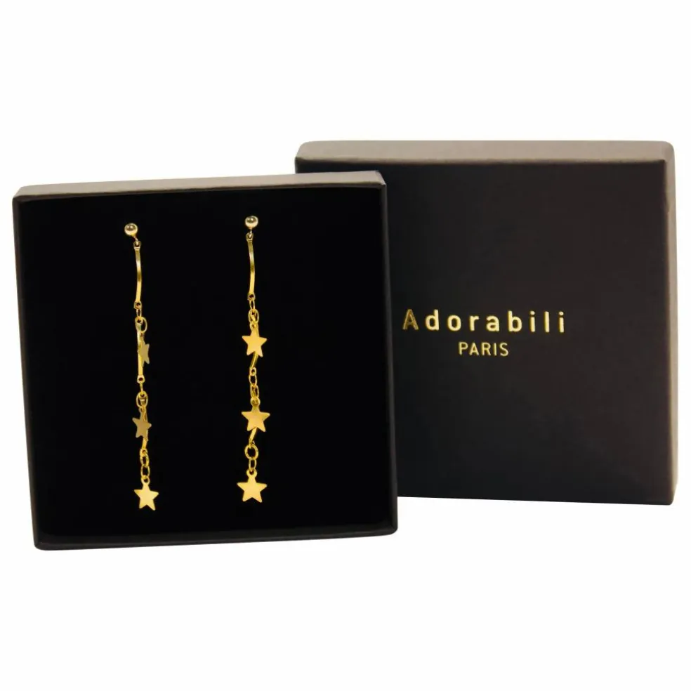 Boucles d'Oreilles Asymétriques Etoiles | Doré