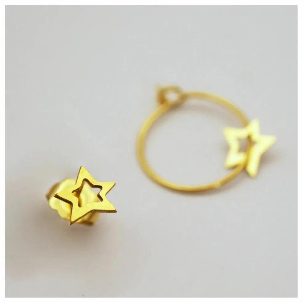 Boucles d'Oreilles Duo Elise Big Star | Doré
