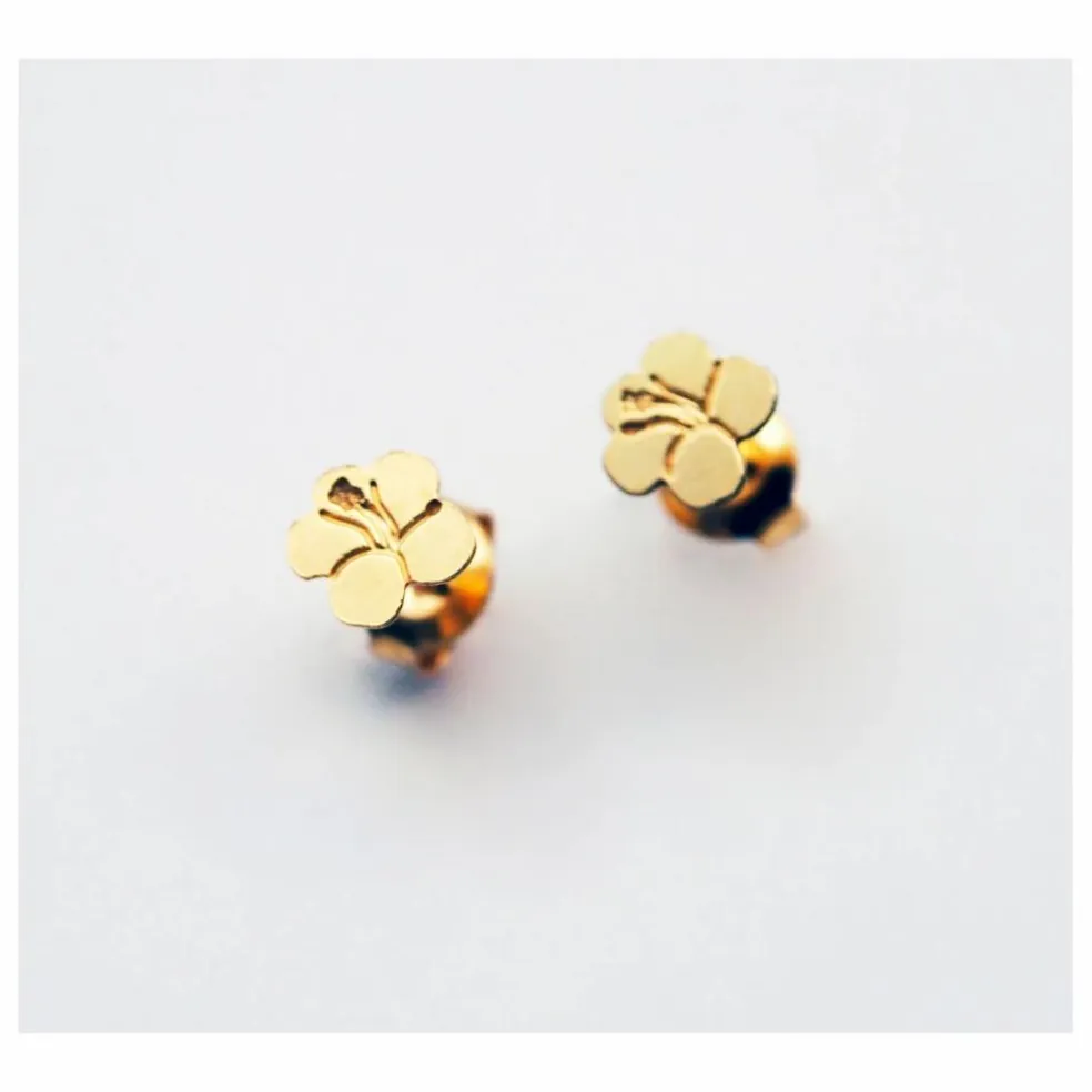Boucles d'Oreilles Ibiscus | Doré