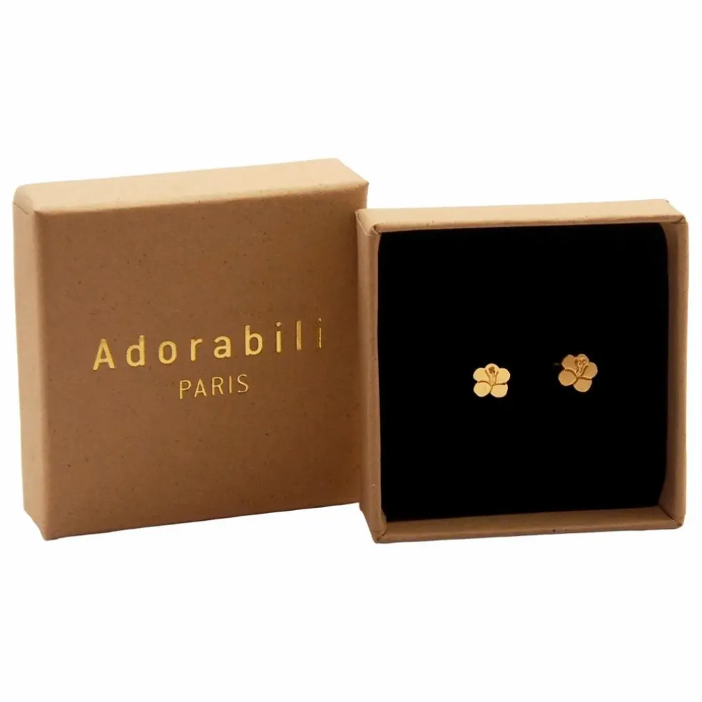 Boucles d'Oreilles Ibiscus | Doré