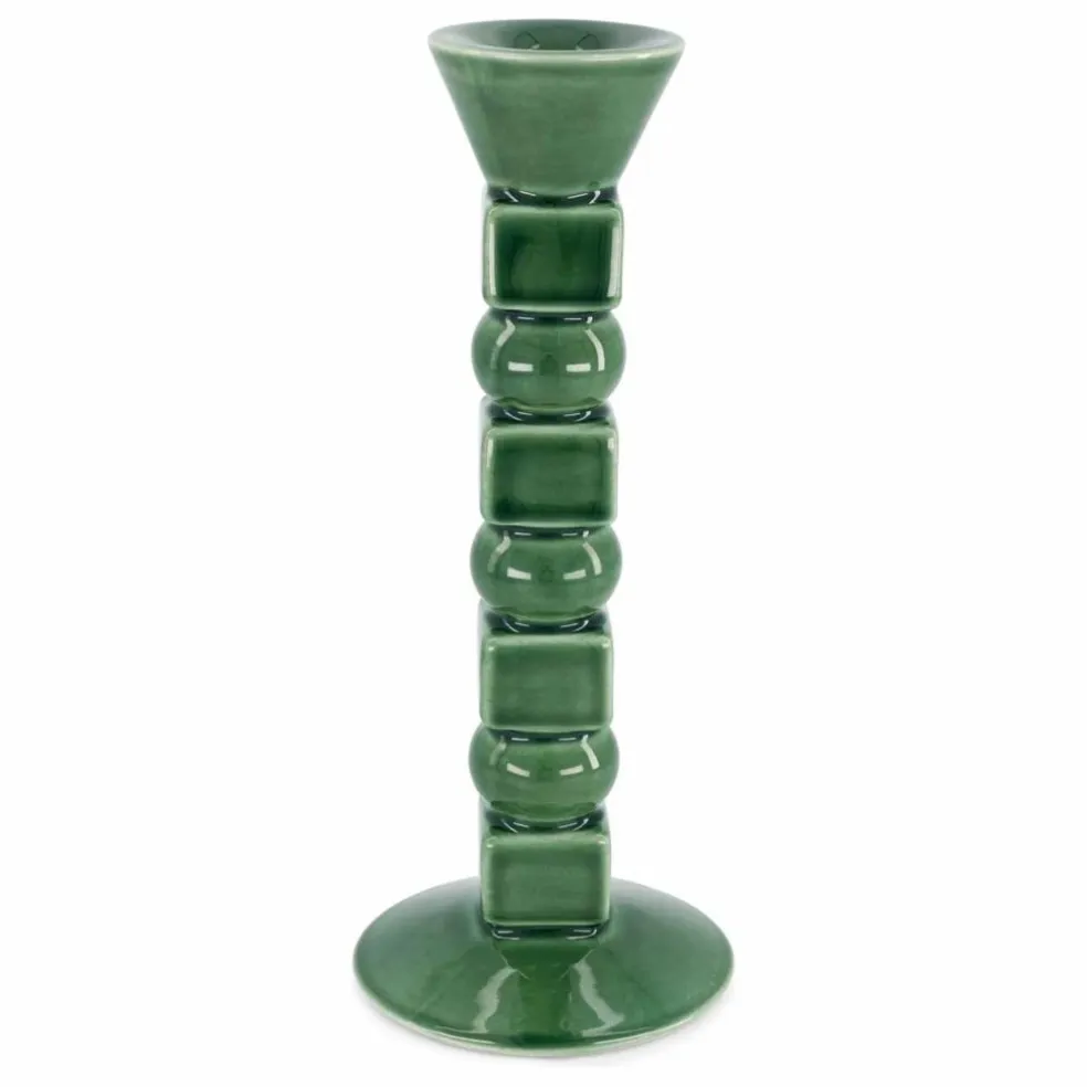 Bougeoir Anna en céramique moyen format | Vert olive