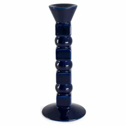 Bougeoir Anna en céramique moyen format | Bleu nuit