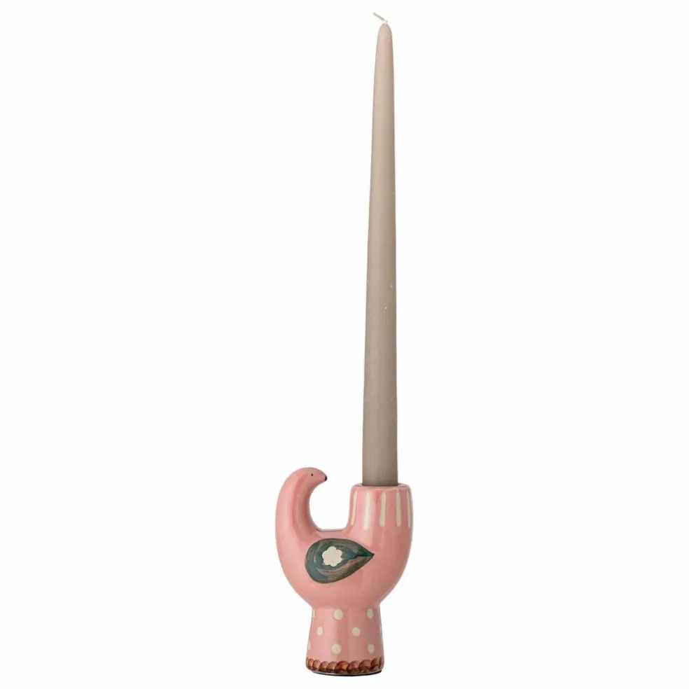 Bougeoir oiseau en grès Trudy | Rose