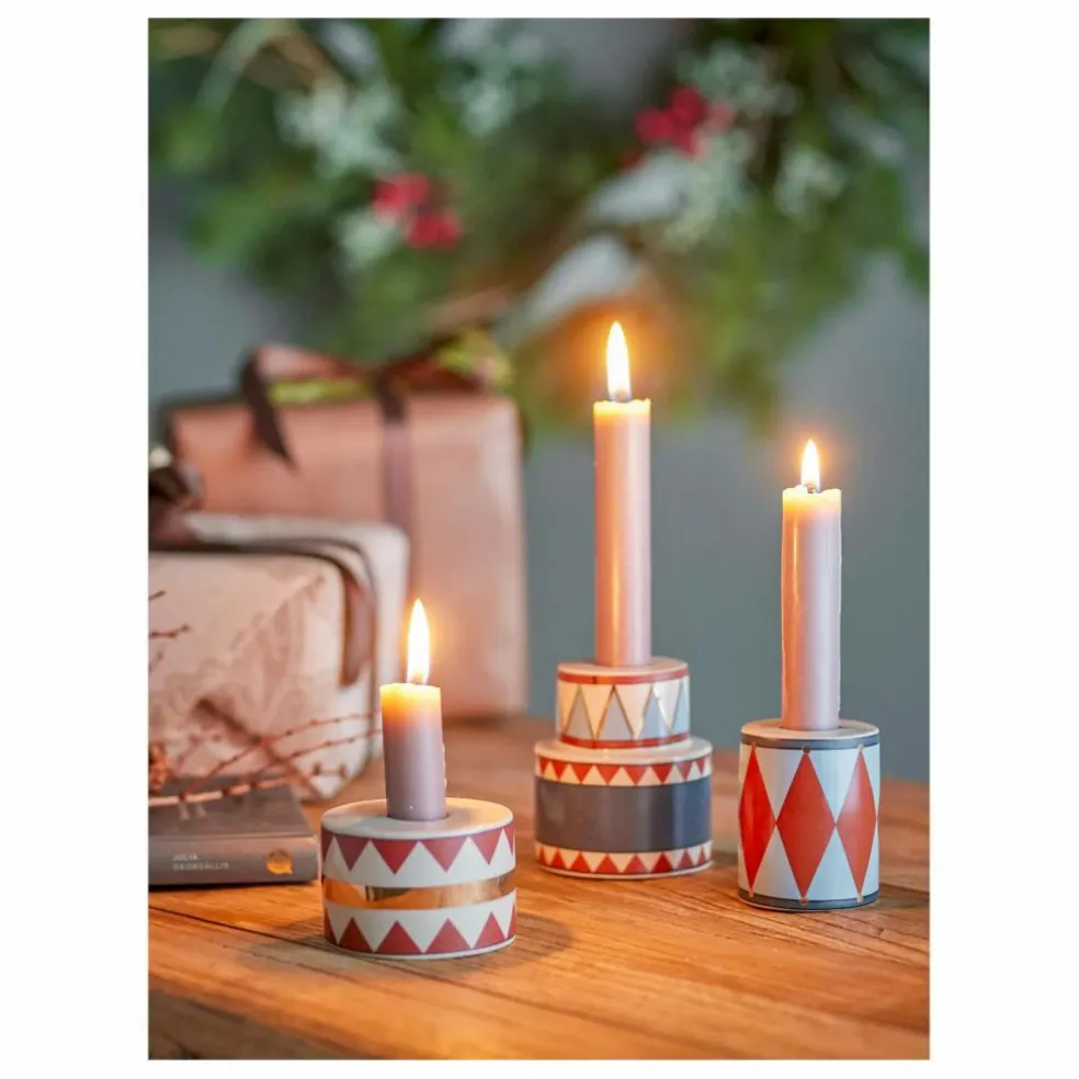 Bougeoirs Bitja en grès - Set de 3 | Multicolore