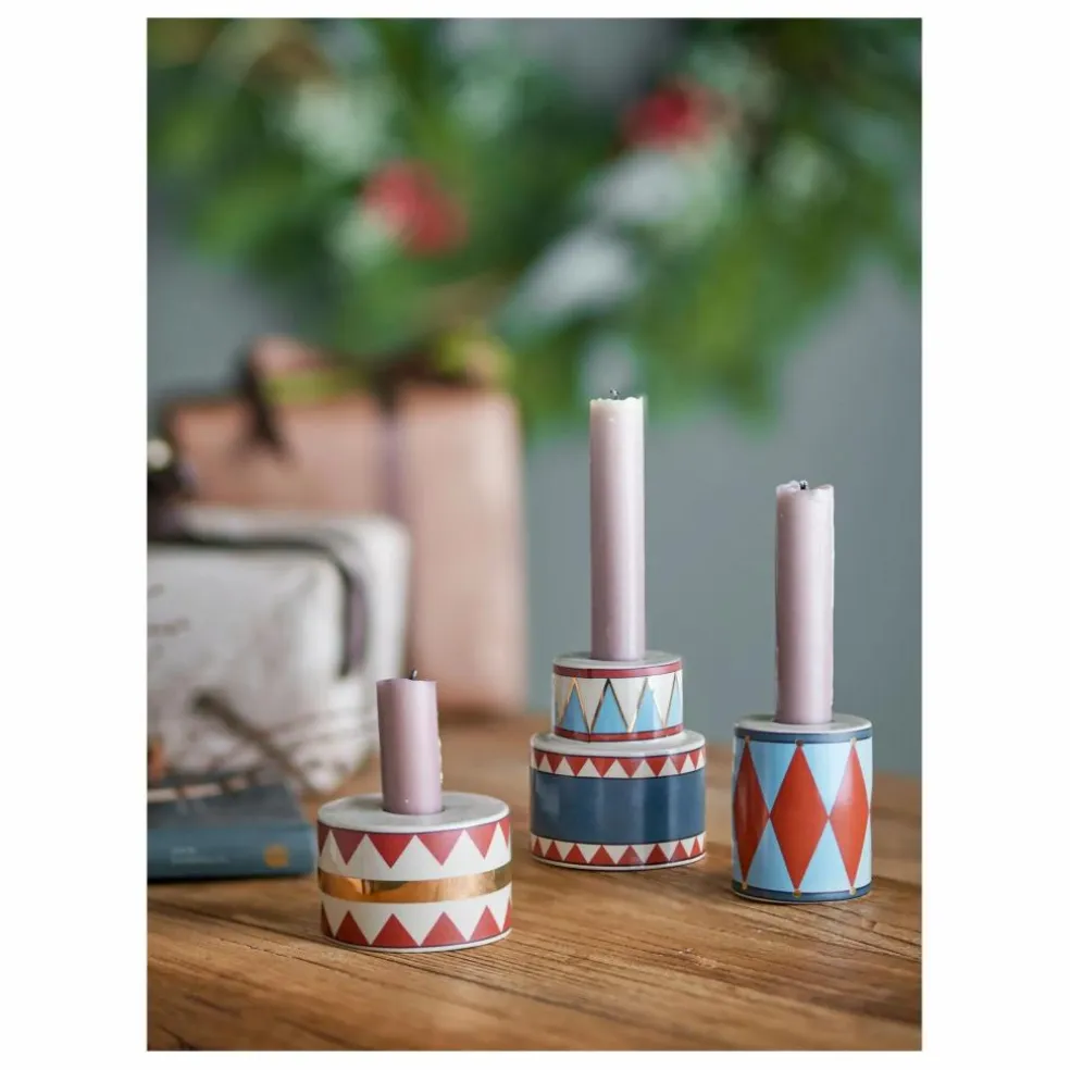Bougeoirs Bitja en grès - Set de 3 | Multicolore