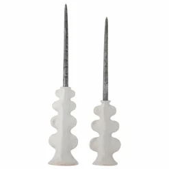 Bougeoirs Cason en grès - Set de 2 | Blanc
