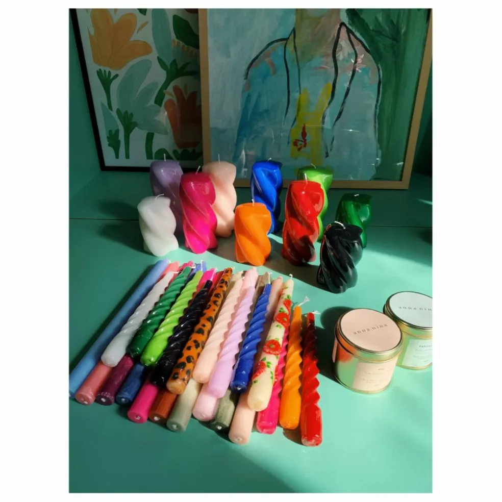 Bougie Blunt twisted - 15cm | Rose fuschia