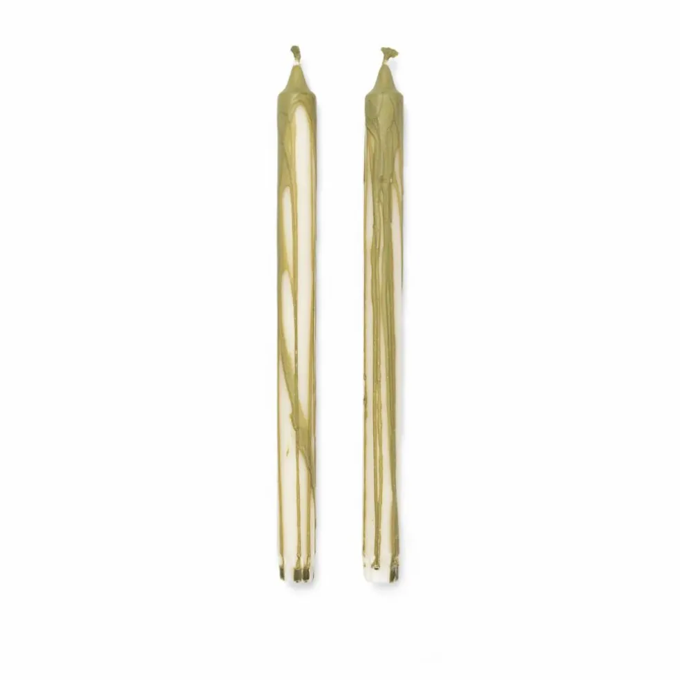 Bougie Dryp en cire végétale- Set de 2 | Vert olive