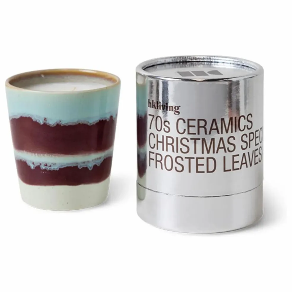 Bougie en grès Frosted Leaves