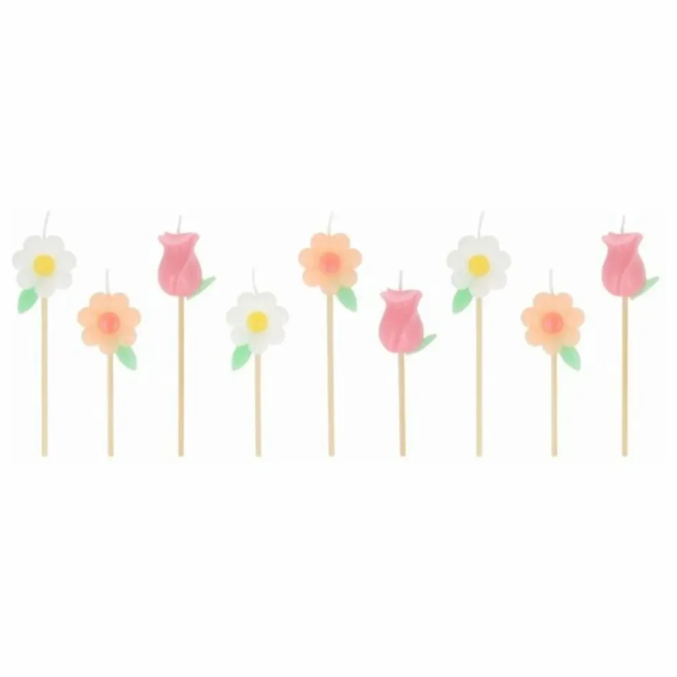 Bougies d'anniversaires Fleurs - Set de 9
