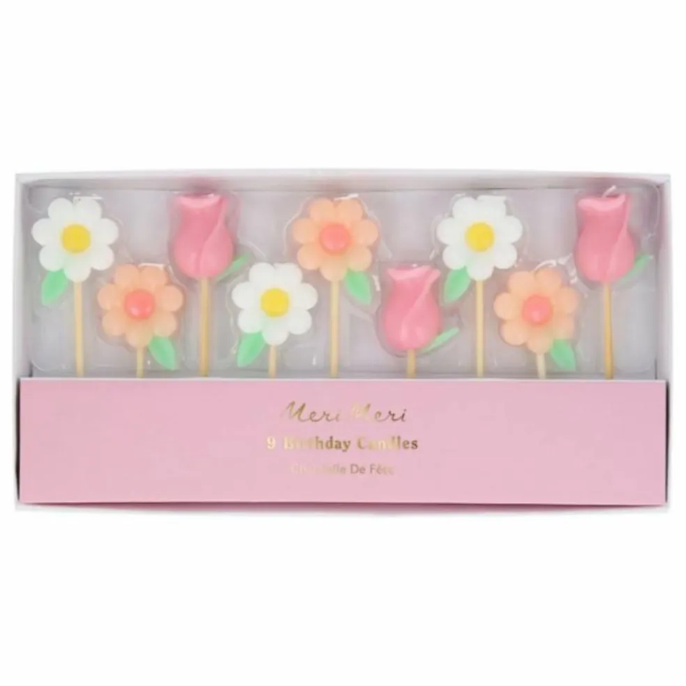 Bougies d'anniversaires Fleurs - Set de 9