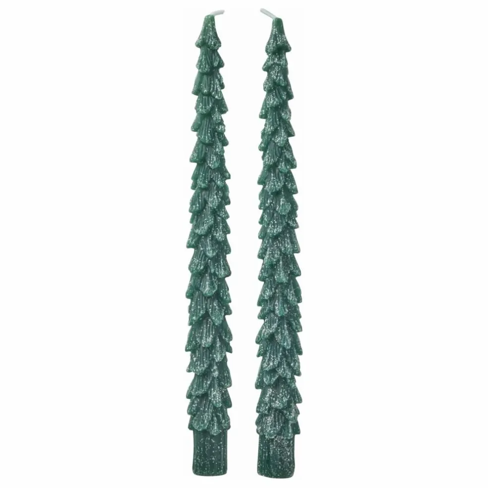 Bougies LED Sapin - Set de 2 | Vert foncé