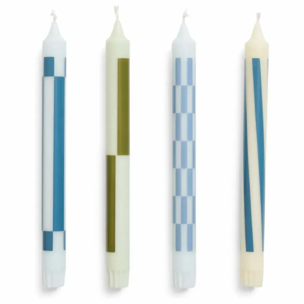 Bougies Pattern - Set de 4 | Bleu Vert