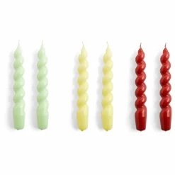 Bougies Spiral - Set de 6 | Jaune vert