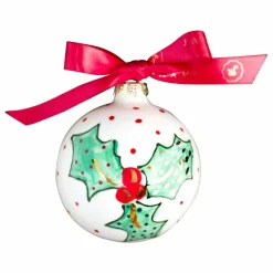 Boule de noël en porcelaine Houx