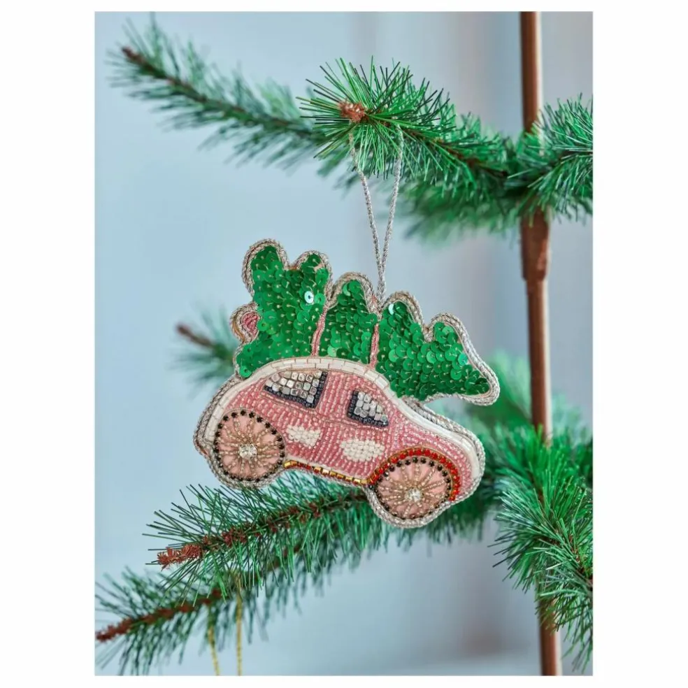 Boule de Noël Voiture et Sapin | Rouge