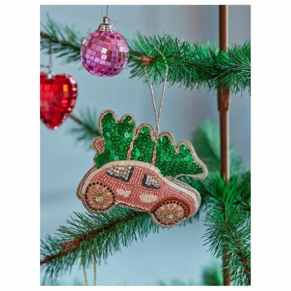 Boule de Noël Voiture et Sapin | Rouge