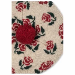 Béret Belou Roses Coton Bio | Ecru