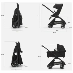 Bugaboo Dragonfly Poussette citadine complète châssis noir | Vert forêt