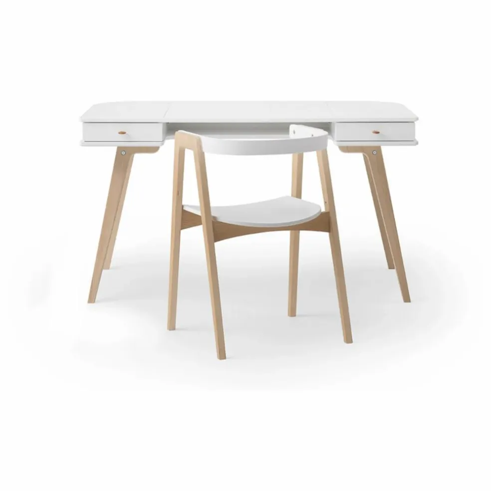 Bureau Wood, 66 cm et chaise Wood | Blanc