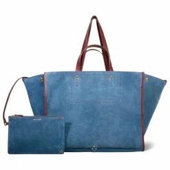Cabas Léon M Croûte Velours | Bleu jean