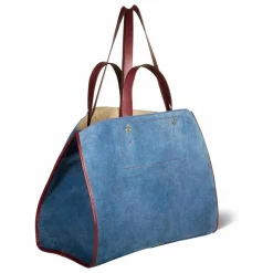 Cabas Léon M Croûte Velours | Bleu jean