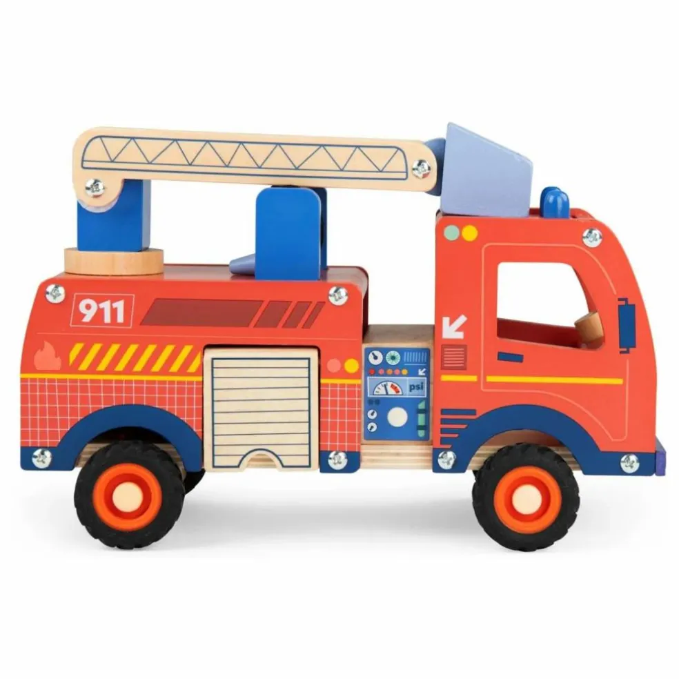 Camion de pompier avec ses accessoires | Rouge