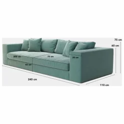 Canapé 3 places Bellechasse light en velours gratté - 240 cm | Cognac