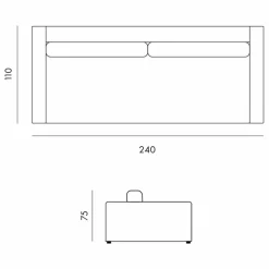 Canapé 3 places Bellechasse light en velours gratté - 240 cm | Cognac