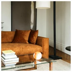 Canapé 3 places Bellechasse light en velours gratté - 240 cm | Cognac