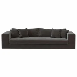 Canapé 4 places Bellechasse en velours gratté - 275 cm | Gris anthracite