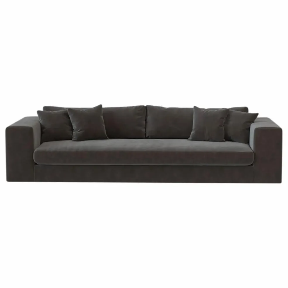 Canapé 4 places Bellechasse en velours gratté - 275 cm | Gris anthracite