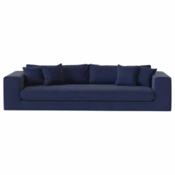 Canapé 4 places Bellechasse en velours brut - 275 cm | Bleu marine