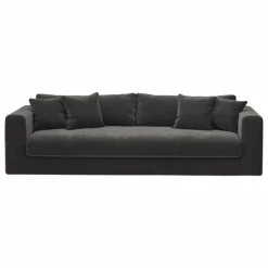 Canapé 3 places Bellechasse light en velours gratté - 240 cm | Gris anthracite