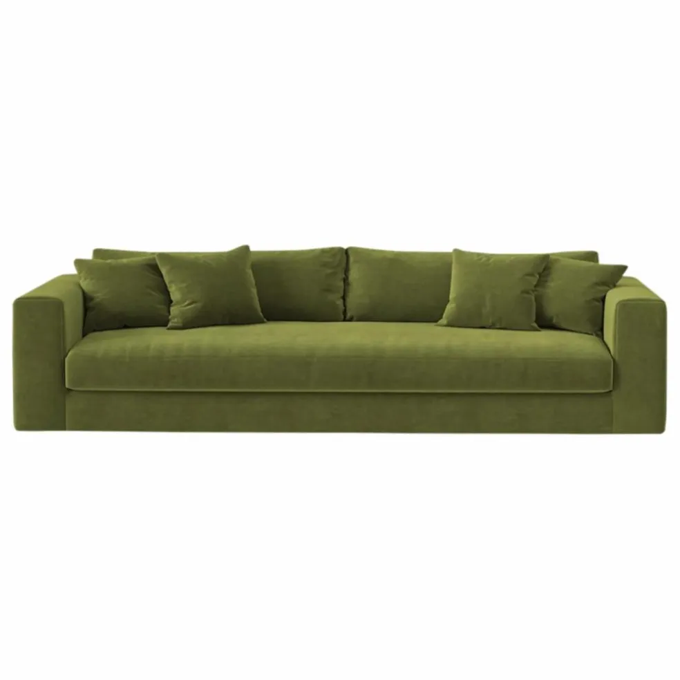 Canapé 4 places Bellechasse light en velours brut - 260 cm | Vert mousse